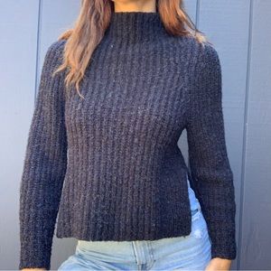 Leith black chunky ribbed mock neck sweater Sz XS